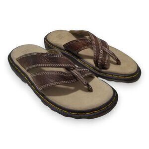 Dr. Martens Leather Thong Flip Flop Sandals in Brown - Women's Size‎ 5